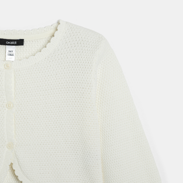 سترة بوليرو من التريكو، باللون البني الفاتح للفتيات